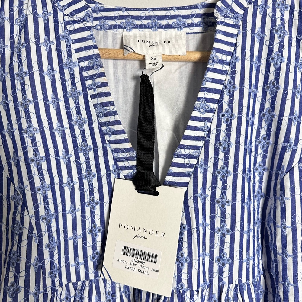 POMANDER PLACE
Blue Stripe Floral Embroidered Lanie Dress - Picture 7 of 10
